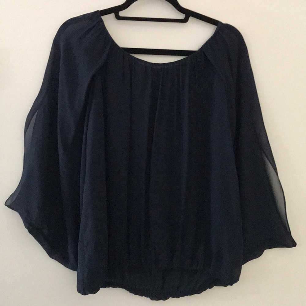 Navy blouse by Hinge